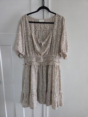 Oddi / Oddy Size 3x Cream And Brown Pattern Dress